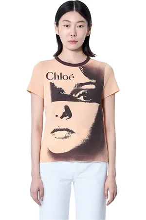 Chloé Femme, Tops, , Taille: 40 FR T-shirt en Coton avec Logo Motif