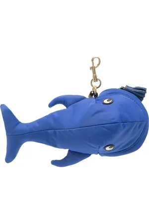 Anya Hindmarch Femme, Accessoires, Bleu, Taille: ONE Size Porte-Clés Bleu avec Fermeture Éclair et Logo Gravé