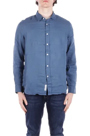 Woolrich Homme, Chemises, Bleu, Taille: S Chemise à Bouton Avant Composition Lin