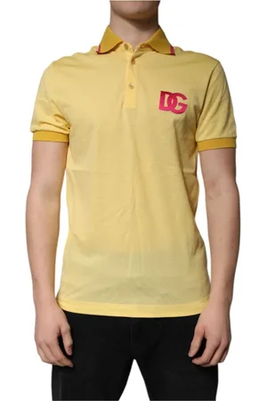 Dolce & Gabbana Homme, Tops, Jaune, Taille: S Polo Jaune à Col et Logo