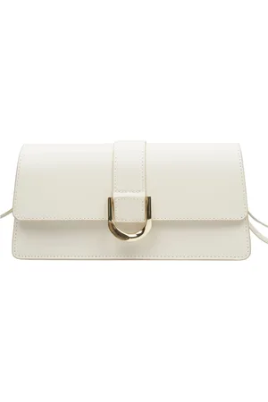 Estro Femme, Sacs, , Taille: ONE Size Sac à main en cuir crème pour femme avec des accents dorés