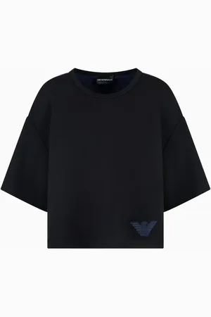 Emporio Armani Femme, Tops, Noir, Taille: 40 FR Haut Femme avec Logo Emblème Élégant Confortable
