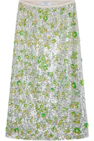 ROSEANNA Femme, Jupes, Vert, Taille: 40 FR Jupe Argentée avec Fentes Latérales