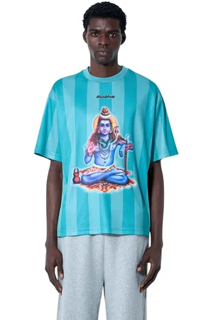 AWAKE NY Homme, Tops, Multicolore, Taille: 2XL T-shirt en Jersey de Coton avec Logo Motif