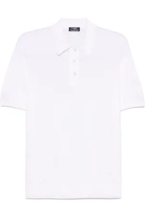 BARBA Homme, Tops, Blanc, Taille: 2XL Polo en Coton Blanc avec Logo