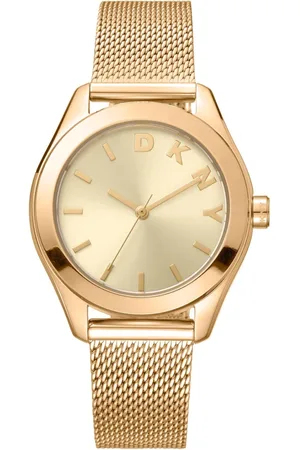 DKNY Femme, Accessoires, Jaune, Taille: ONE Size Élégante Montre Analogique en Acier Inoxydable et Quartz
