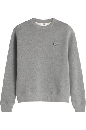 Maison Kitsuné Homme, Pulls, Gris, Taille: M Pull Gris Iconique avec Détails Côtelés