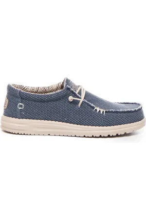 Hey dude Homme, Chaussures, Bleu, Taille: 44 EU Chaussures plates en toile bleue avec lacets élastiques