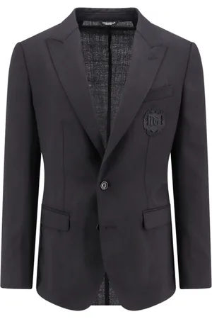Dolce & Gabbana Homme, Vestes, Noir, Taille: M Vêtements Monopetto en Laine Noire avec Logo