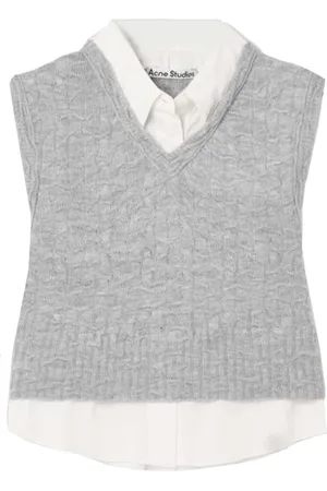 Acne Studios Femme, Vestes, Gris, Taille: 38 FR Gilet sans manches à col en V superposé
