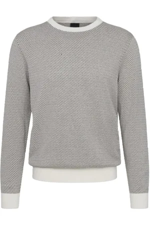 Bugatti Homme, Pulls, Gris, Taille: L Pull en Coton avec Motif Fin