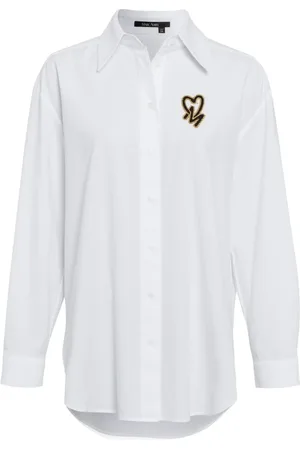 Marc Aurel Femme, Blouses et Chemises, Blanc, Taille: 44 FR Chemise Blanche Oversize avec Détail de Perles