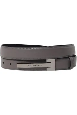 Dolce & Gabbana Femme, Accessoires, Gris, Taille: 100 CM Ceinture en cuir gris avec détails de boucle