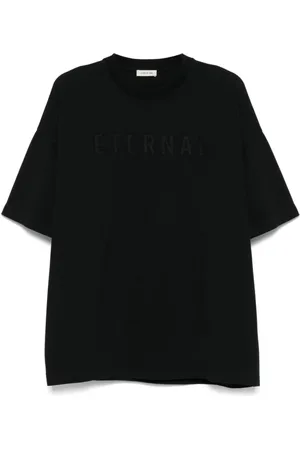 FEAR OF GOD Homme, Tops, Noir, Taille: L Noir Col Rond Manches Courtes
