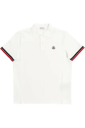 Moncler Homme, Tops, Blanc, Taille: M Polo en coton à rayures