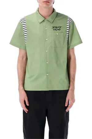 Brain Dead Homme, Chemises, Vert, Taille: M Flocked Cobra Bowling Shirt