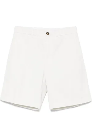 Brunello Cucinelli Homme, Shorts, Blanc, Taille: L Shorts en gabardine de coton tordu