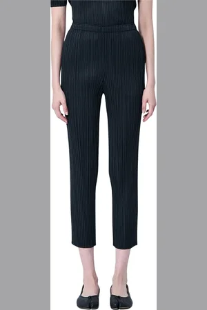 Issey Miyake Femme, Pantalons, Noir, Taille: 44 FR Pantalon plissé à taille moyenne