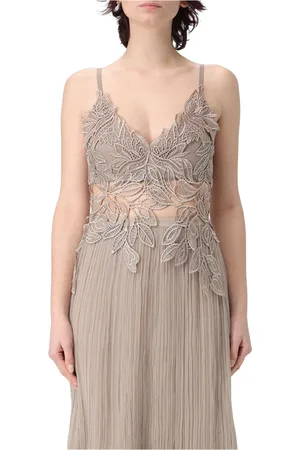 Alberta Ferretti Femme, Tops, Brun, Taille: 38 FR Robe en Macramé Feuillage