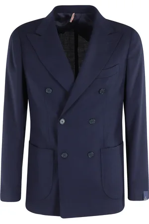 Biagio Santaniello Homme, Vestes, Bleu, Taille: L Blazer Bleu Hopsack Stretch