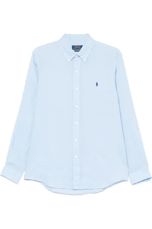 Ralph Lauren Homme, Chemises, Bleu, Taille: XL Chemise en lin bleu clair à boutons