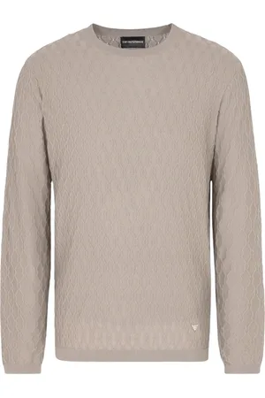 Emporio Armani Homme, Pulls, Brun, Taille: L Pull en Laine de Luxe avec Motif Tricoté