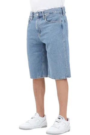 Calvin Klein Homme, Shorts, Bleu, Taille: W31 Shorts en Denim Coupe Droite Au-Dessus Genou