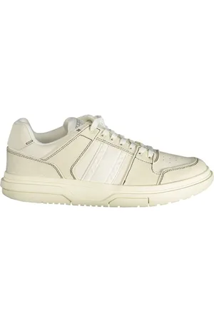 Tommy Hilfiger Homme, Chaussures, Blanc, Taille: 42 EU Baskets en polyester blanc avec lacets, détails contrastés, logo