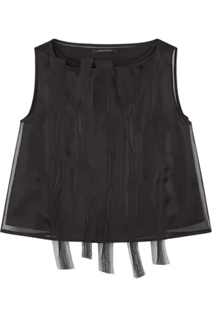 Annette Görtz Femme, Tops, Noir, Taille: 44 FR Haut Noir en Organza de Soie Superposé