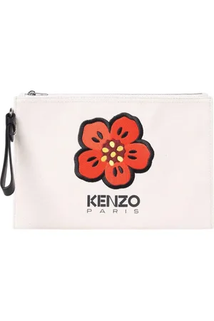 Kenzo Homme, Sacs, , Taille: ONE Size Pochette en toile brodée de fleurs