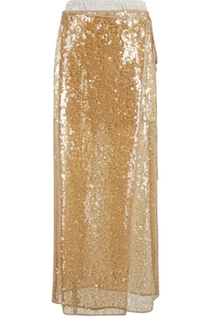 ALYSI Femme, Jupes, Gris, Taille: 38 FR Jupe Portefeuille Paillettes Or