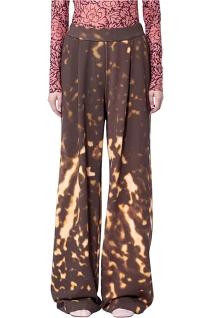 DRIES VAN NOTEN Femme, Pantalons, Brun, Taille: 42 FR Pantalon de Piste en Coton Tie-Dye