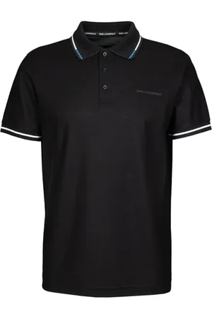Karl Lagerfeld Homme, Tops, Noir, Taille: 2XL Polo avec une structure fine et des accents