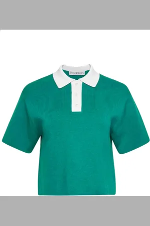 J.W.Anderson Femme, Tops, Vert, Taille: 38 FR Polo Vert avec Patte de Boutonnage
