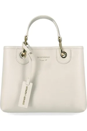 Emporio Armani Femme, Sacs, Blanc, Taille: ONE Size Sac Shopping en Éco-Cuir avec Détails Dorés
