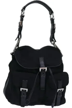 Prada Femme, Pre-owned, Noir, Taille: ONE Size Pre-owned Nylon sacs-dos
