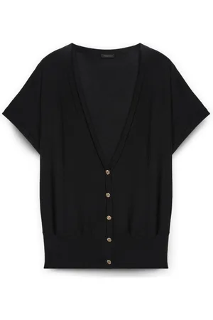 Fiorella rubino Femme, Pulls, Noir, Taille: 38 FR Cardigan léger à boutons