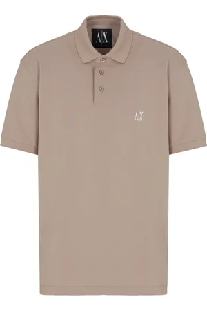 Armani Exchange Homme, Tops, Brun, Taille: XL Polo Slim Fit Marron avec Col à Côtes