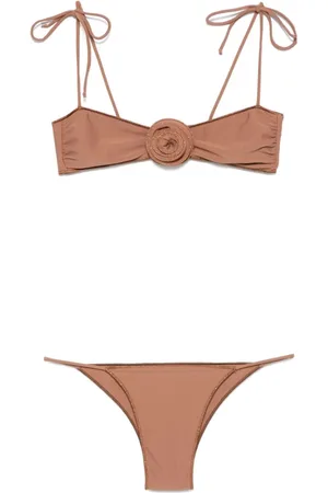 LA REVECHE Femme, Maillots de bain, Brun, Taille: 42 FR Vêtements de mer marron avec application florale