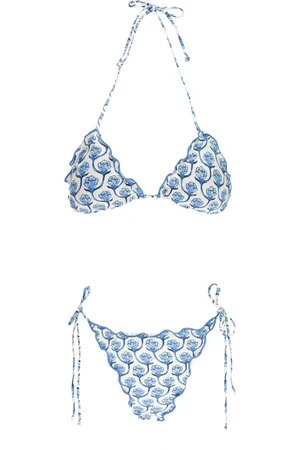 MC2 SAINT BARTH Femme, Maillots de bain, Multicolore, Taille: 40 FR Bikini Rose Haut Triangle Volants Motif Geo Floreal