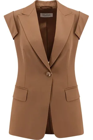 Max Mara Femme, Vestes, Brun, Taille: 42 FR Manteau en Laine Marron Fermeture Bouton Unique