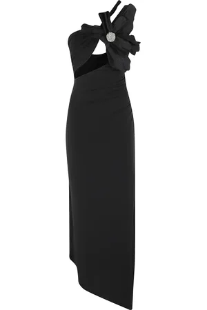 AMEN Femme, Robes, Noir, Taille: 36 FR Robe Noire Florale en Jersey