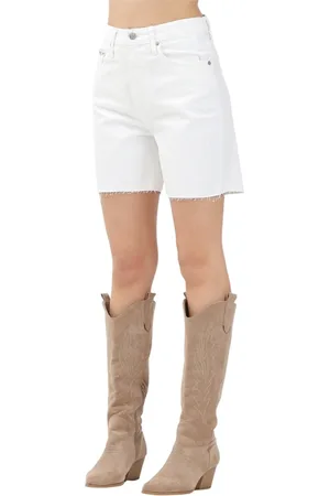 Calvin Klein Femme, Shorts, Blanc, Taille: W27 Shorts en Denim Blanc Classique Ourlet Effiloché
