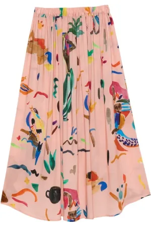 G.KERO Femme, Jupes, Multicolore, Taille: 36 FR Jupe Rouge Évasée Taille Haute en Viscose