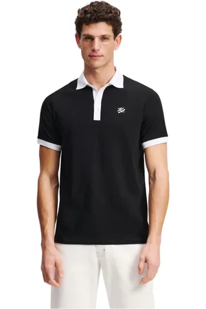 Karl Lagerfeld Homme, Tops, Noir, Taille: XL Polo avec détails contrastants