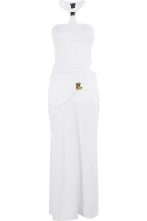 FEDERICA TOSI Femme, Robes, Blanc, Taille: 40 FR Robe Longue Blanche Bijou