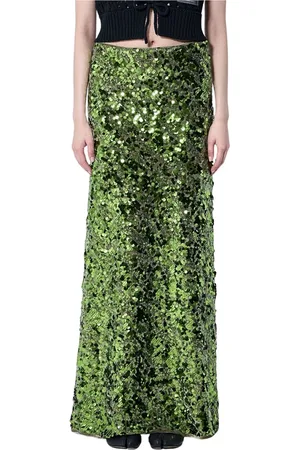 Ganni Femme, Jupes, Vert, Taille: 40 FR Jupe Longue à Paillettes