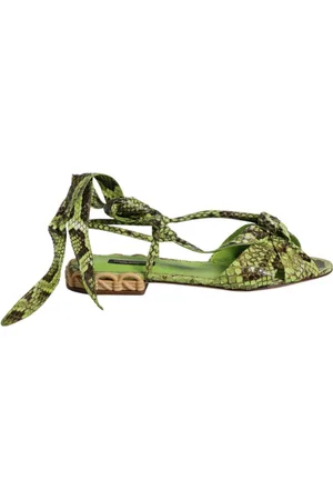 Dolce & Gabbana Femme, Chaussures, Vert, Taille: 40 EU Sandales Vertes à Imprimé Animal et Bride Cheville