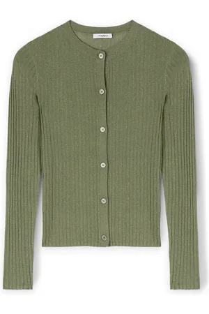 Motivi Femme, Pulls, Vert, Taille: 40 FR Cardigan en maille fine lurex