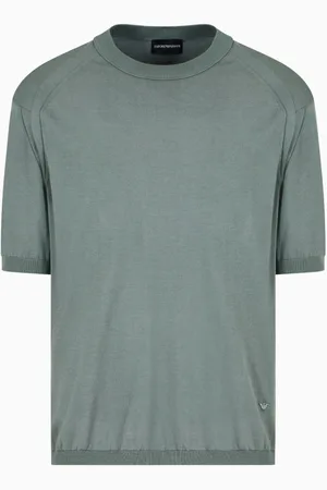 Emporio Armani Homme, Tops, Vert, Taille: XL Pull en Tricot Vert à Manches Courtes